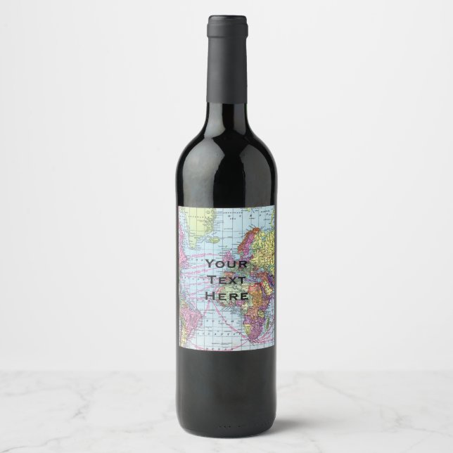 Vintage Map Wine Label (Front)