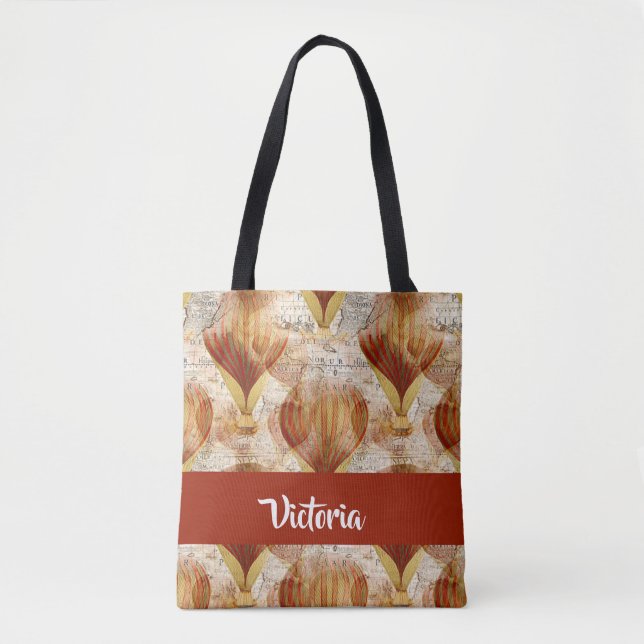 Vintage map with balloons tote bag (Front)
