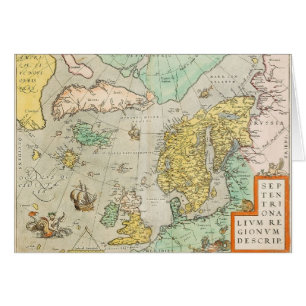Vintage Map with Sailing Ships,