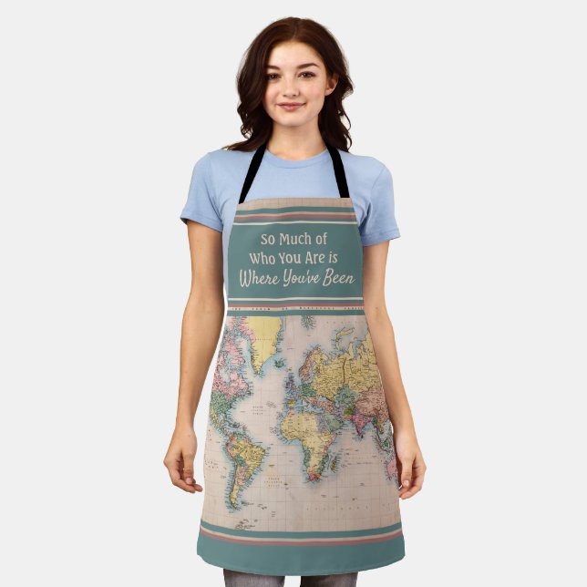 Vintage Map World Atlas Travel Lover's  Apron (Worn)