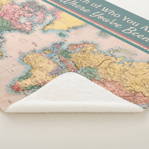 Vintage Map World Atlas Travel Lover's Sherpa Blanket