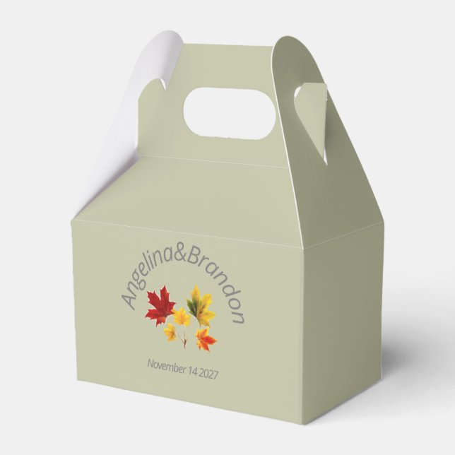 Vintage Maple Leaves Favour Box (Front Side)
