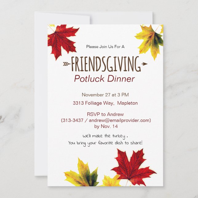 vintage maple leaves - Friendsgiving invitation (Front)