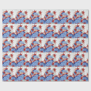 Vintage Maple Leaves in Waves Wrapping Paper