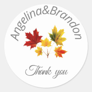 Vintage maple leaves- Thank you Classic Round Sticker