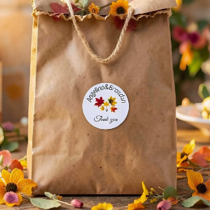 Vintage maple leaves- Thank you Classic Round Sticker