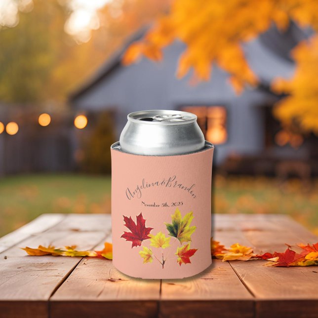 Vintage Maple leaves  -wedding  Can Cooler (Creator Uploaded)