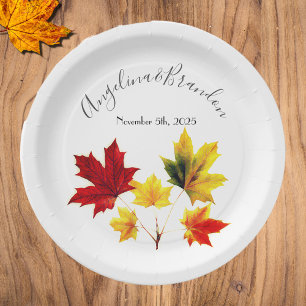 Vintage Maple leaves -wedding Paper Plate