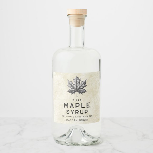 Vintage maple syrup label with leaf (Front)