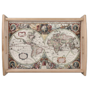 Vintage Maps Of The World Serving Tray