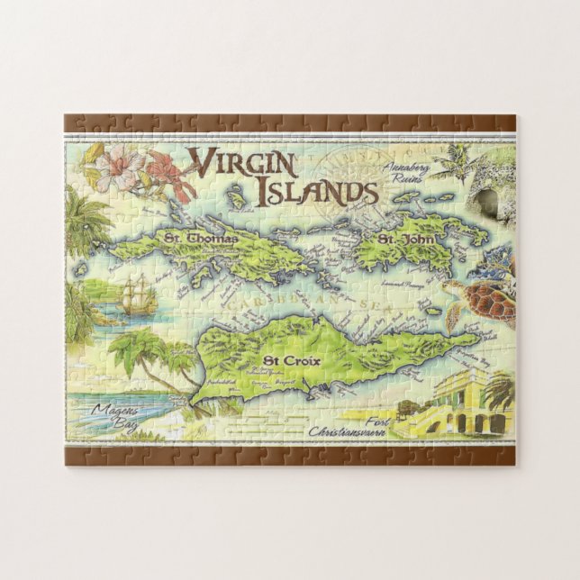 Vintage Maps, USVI Jigsaw Puzzle (Horizontal)