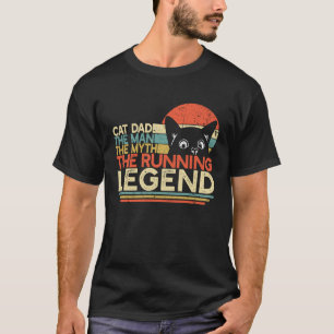 Vintage Marathon Runner Cat Dad Man Myth Running L T-Shirt