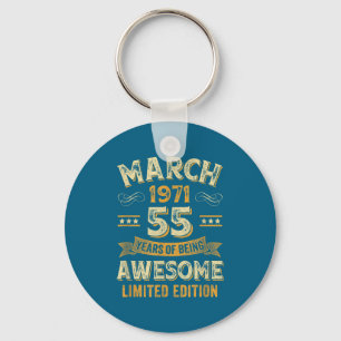 Vintage March 1971 55th Birthday Key Ring