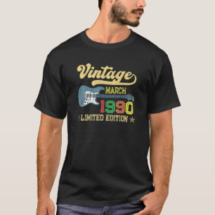 Vintage March 1990 Bday Gifts, Guitar Lovers 32Nd T-Shirt