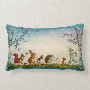 Vintage Marching Animals Lumbar Pillow