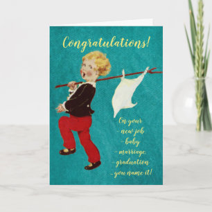 Vintage marching child congratulations card