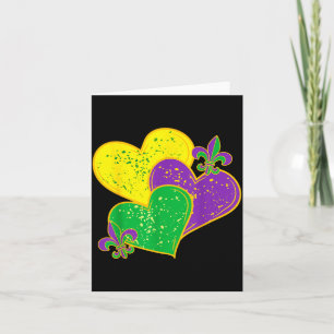 Vintage Mardi Gras 2025 Cute Hearts Valentine Wome Card