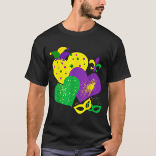 Vintage Mardi Gras 2025 Cute Hearts Valentine Wome T-Shirt