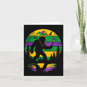 Vintage Mardi Gras Bigfoot Sasquatch Funny Boy Men Card