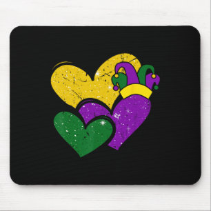 Vintage Mardi Gras Cute Hearts Girls Women Kids Mouse Pad