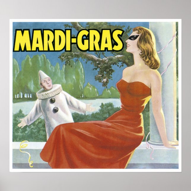 Vintage Mardi Gras Fruit Crate Label Poster (Front)