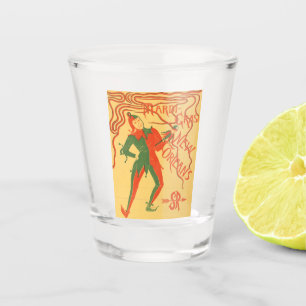 Vintage Mardi Gras jester colour illustration Shot Glass