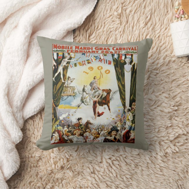 Vintage Mardi Gras Poster Cushion (Blanket)
