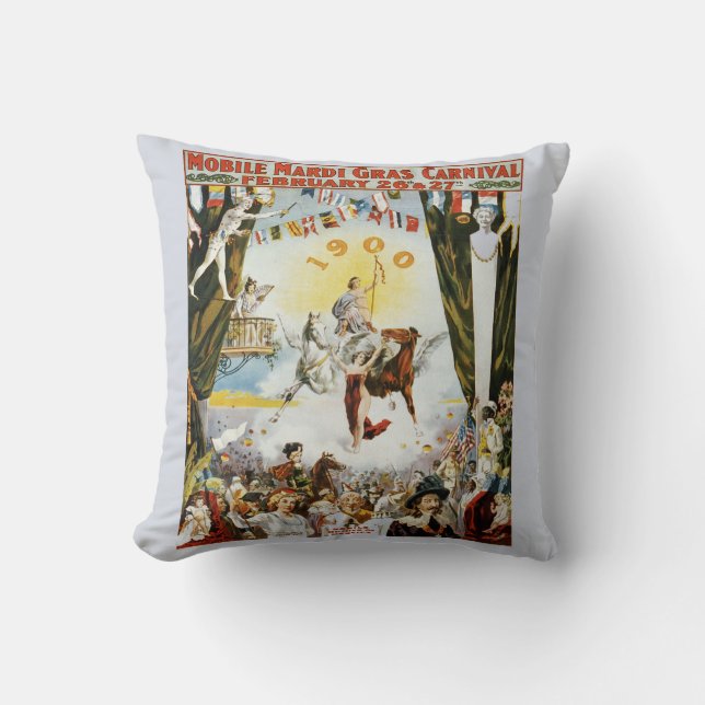 Vintage Mardi Gras Poster Cushion (Front)