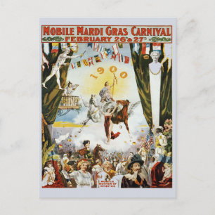 Vintage Mardi Gras Poster Postcard