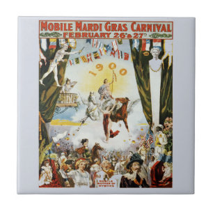 Vintage Mardi Gras Poster Tile