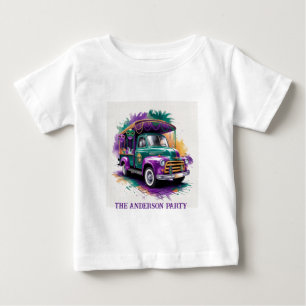 Vintage Mardi Gras Truck Watercolor Family Baby T-Shirt