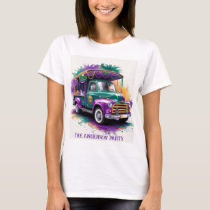 Vintage Mardi Gras Truck Watercolor Family T-Shirt