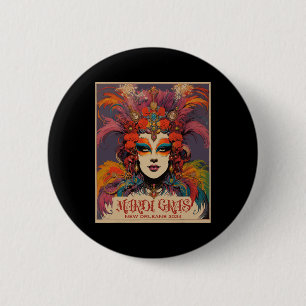 Vintage Mardi Gras Women 6 Cm Round Badge