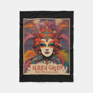 Vintage Mardi Gras Women Fleece Blanket