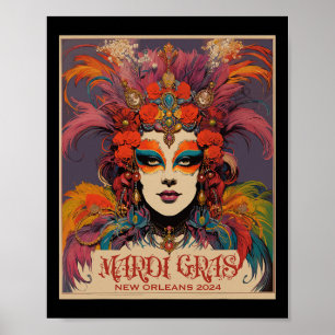 Vintage Mardi Gras Women  Poster