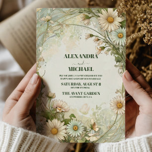 Vintage Marguerite Daisies Wedding Invitation