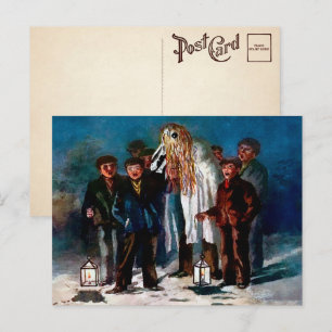 Vintage Mari Lwyd Christmas Postcard