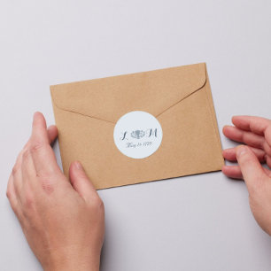 Vintage Marie Antoinette Rococo Dusty Blue Wedding Classic Round Sticker