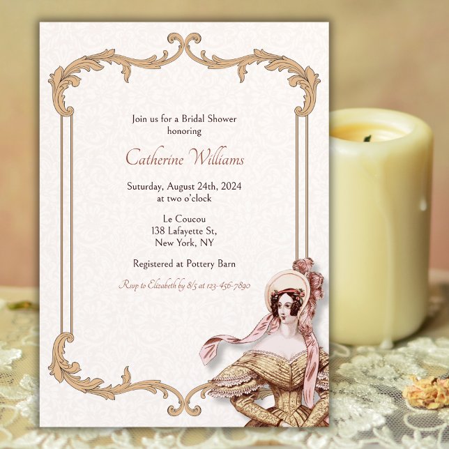 Vintage Marie Antoinette Victorian Bridal Shower Invitation (Creator Uploaded)