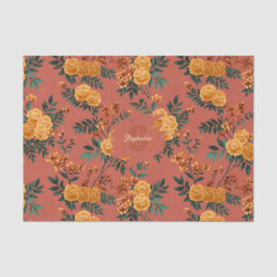 Vintage Marigold Calendula Floral Pattern Tissue Paper