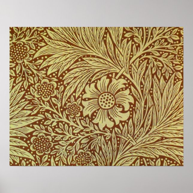 Vintage Marigold William Morris Wallpaper Design Poster (Front)