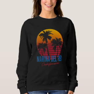 Vintage Marina Del Rey California Palm Trees Sunse Sweatshirt