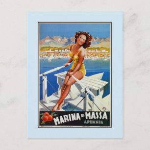 Vintage Marina di Massa Italian travel advertising Postcard