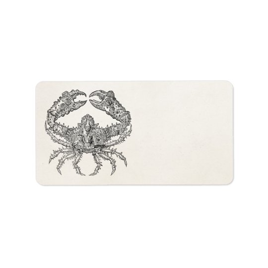 Vintage Marine Crab Parchment Personalised Address Label