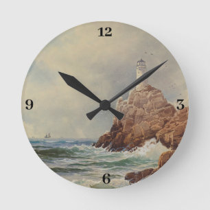 Vintage Marine Lighthouse Alfred Thompson Bricher Round Clock