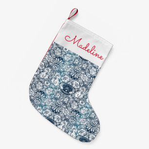 Vintage Marine Pattern Add Your Name Small Christmas Stocking