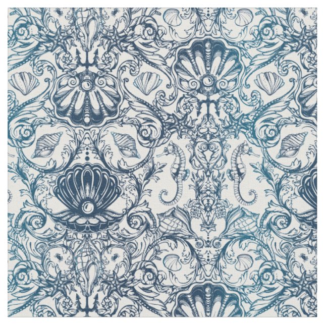 Vintage Marine Pattern Fabric (Close Up)