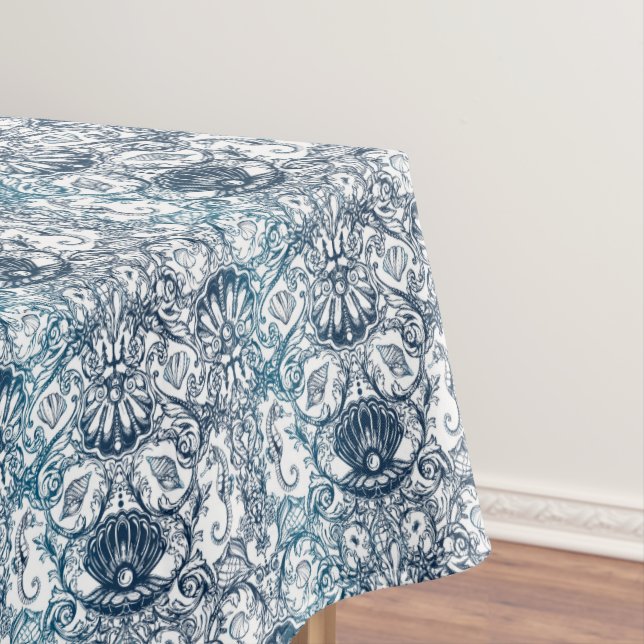 Vintage Marine Pattern Tablecloth (In Situ)