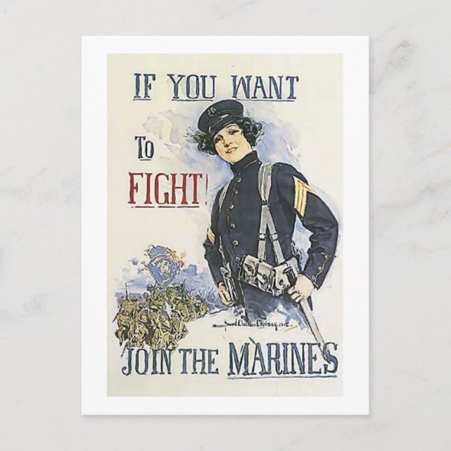 Vintage  Marine Recruiting Poster for Women Postcard (Front)