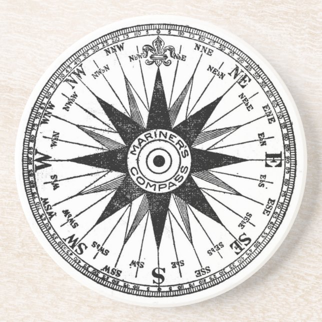 Vintage Mariner's Compass coaster (Front)